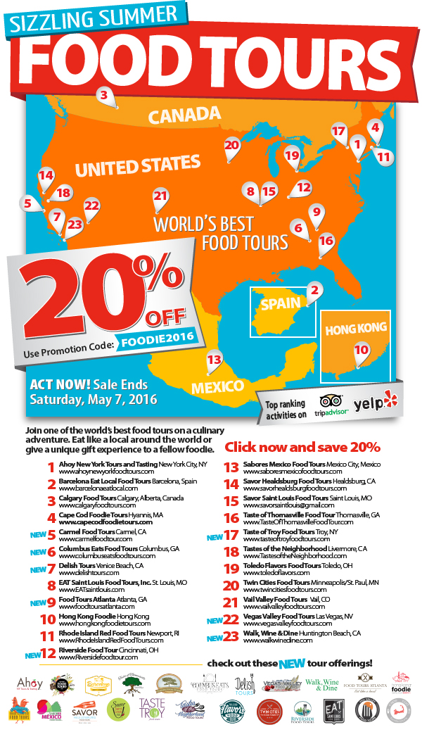 Best Food Tours Summer Promotion Map & List