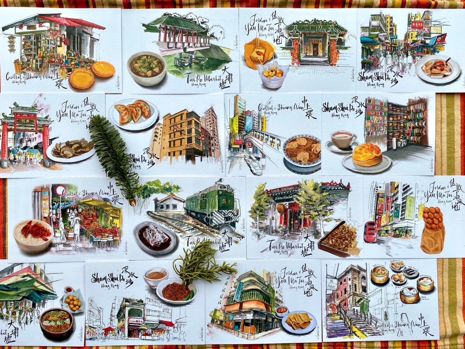 Hong Kong Foodie Postcards Handdrawn by Local Artist Hong Kong Foodie